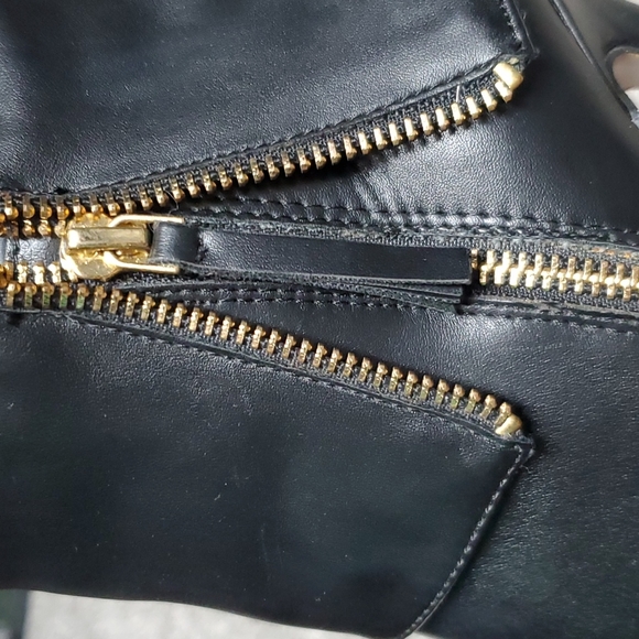 Black Stiletto Booties with Gold Accents - Picture 4 of 4